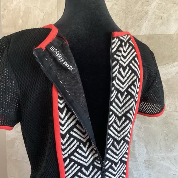 Yoana Baraschi Runway Dress 6 Black White Geometric Mesh Panel Colorblock Fall - Picture 10 of 11